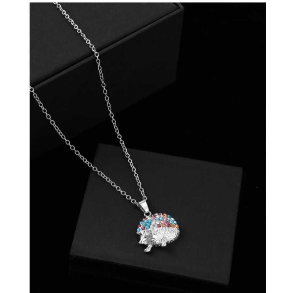 Rhinestone Hedgehog 🦔 Pendant Necklace